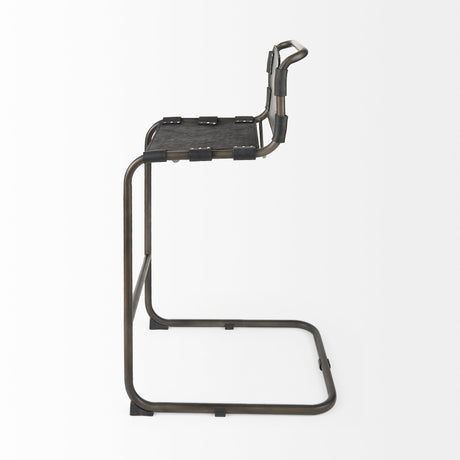 Berbick 43" Total Height Black Leather w/ Iron Frame Bar Stool from Mercana - Luna Furniture