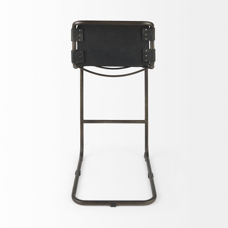 Berbick 43" Total Height Black Leather w/ Iron Frame Bar Stool from Mercana - Luna Furniture