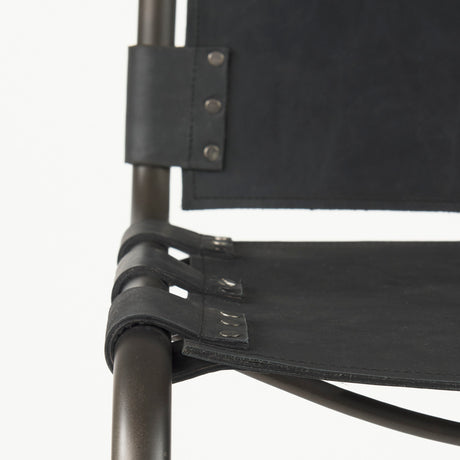 Berbick 43" Total Height Black Leather w/ Iron Frame Bar Stool from Mercana - Luna Furniture