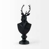 Mozart 8.2L x 6.0W x 22.5H Black Painted Resin Deer Bust from Mercana - Luna Furniture