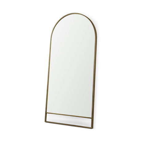 Sadie 36.0L x 2.0W x 76.0H Antique Gold Metal Rounded Arch Floor Mirror from Mercana - Luna Furniture