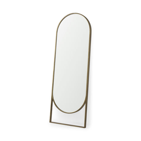 Sadie 28.0L x 2.0W x 78.0H Antique Gold Rounded Arch Floor Mirror from Mercana - Luna Furniture