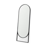 Sadie 28.0L x 2.0W x 78.0H Black Metal Rounded Arch Floor Mirror from Mercana - Luna Furniture