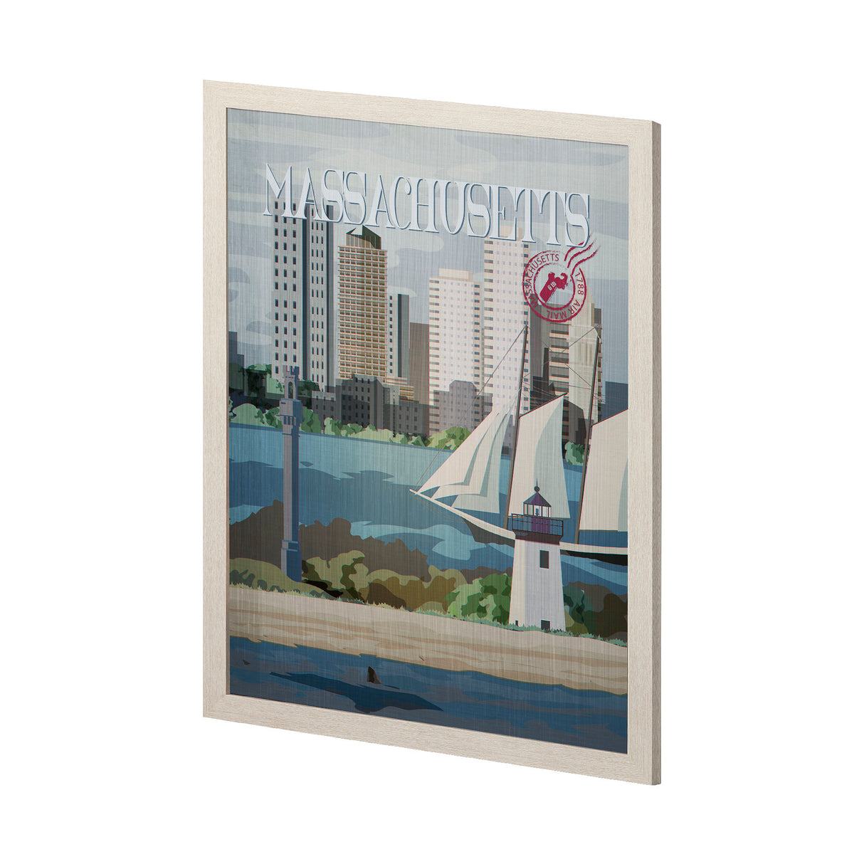 Massachusetts Go USA (L) by Mercana Studio a Hand Embellished Decograph Framed Art Print from Mercana - Luna Furniture