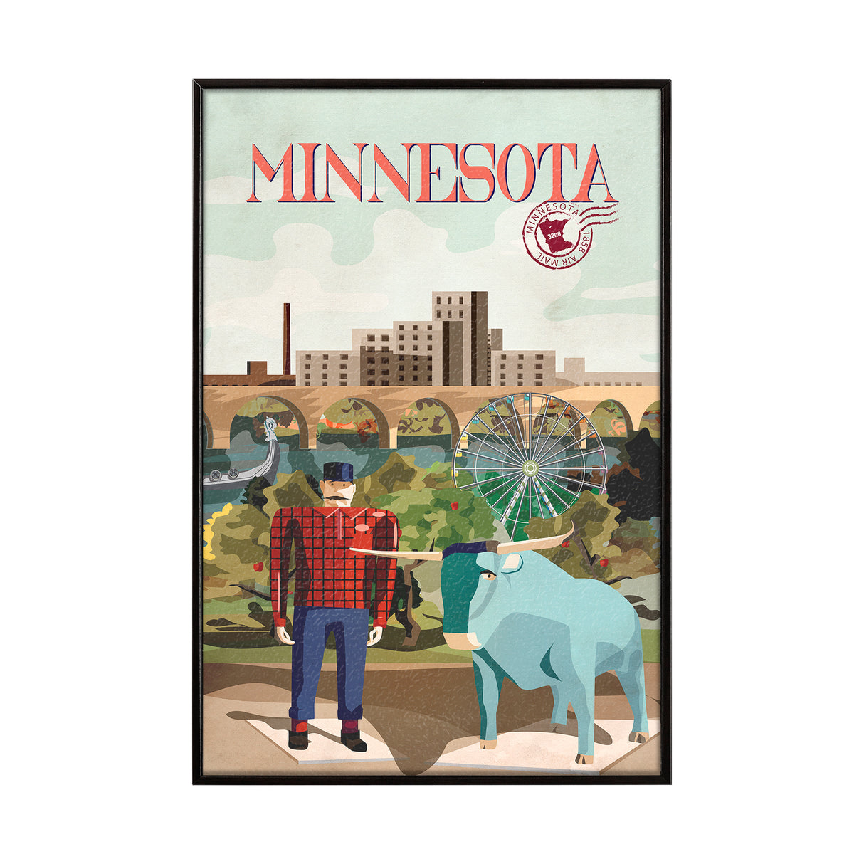 Minnesota Go USA (SM) by Mercana Studio a Hand Embellished Decograph Framed Art Print from Mercana - Luna Furniture