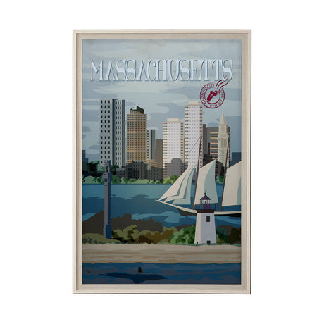 Massachusetts Go USA (XL) by Mercana Studio Hand Embellished Decograph Framed Art Print under Glass from Mercana - Luna Furniture