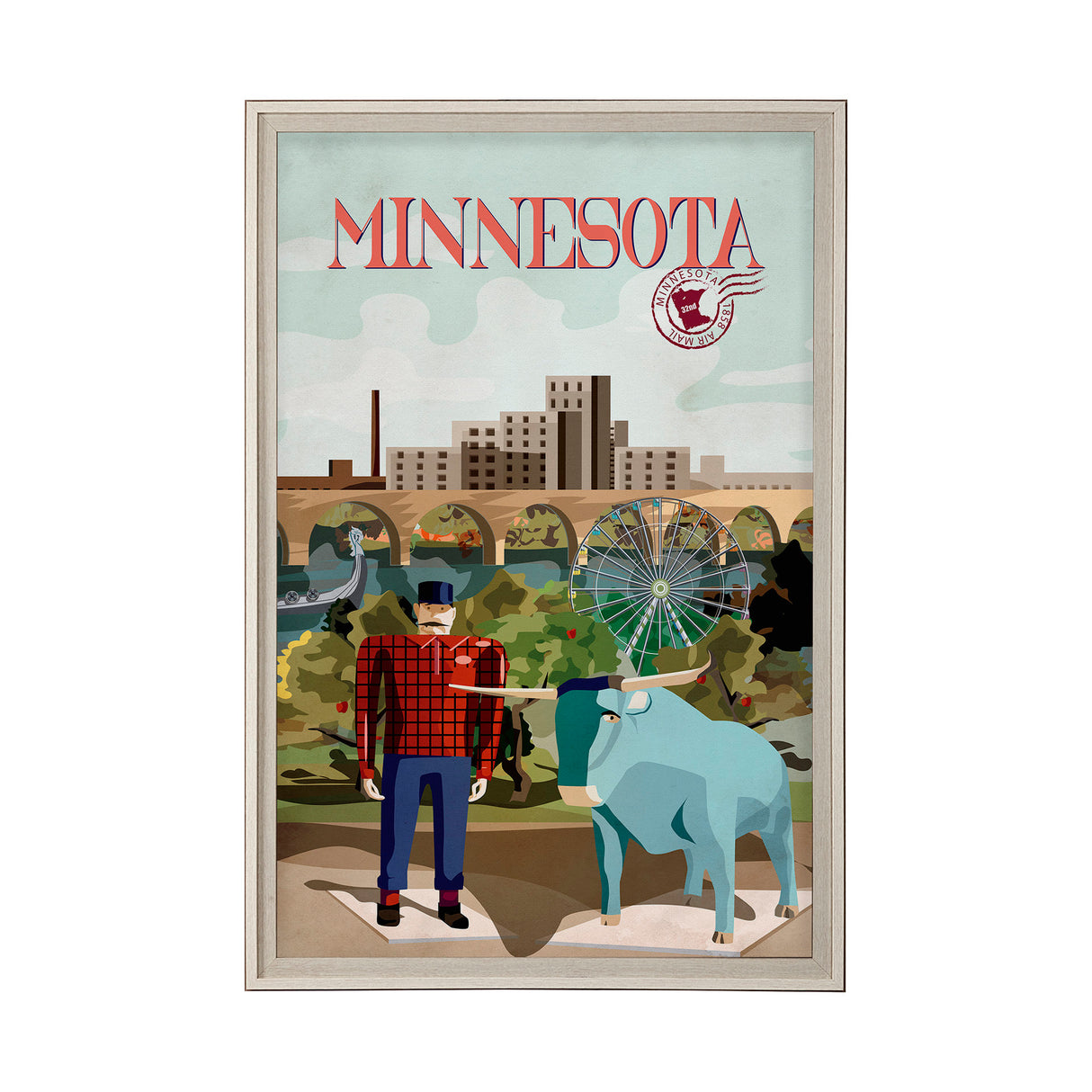 Minnesota Go USA (XL) by Mercana Studio a Hand Embellished Decograph Framed Art Print under Glass from Mercana - Luna Furniture