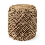 Allium Brown Handwoven Wool Cylindrical Pouf from Mercana - Luna Furniture