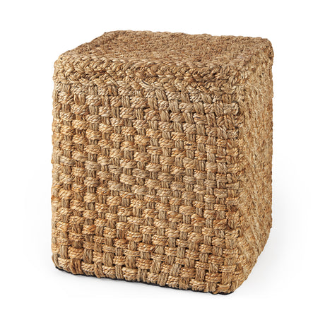 Aylin 16.5" Square Brown Jute Pouf from Mercana - Luna Furniture
