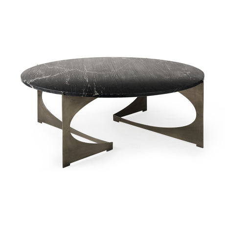 Reinhold III Black Marble Top Iron Coffee Table from Mercana - Luna Furniture