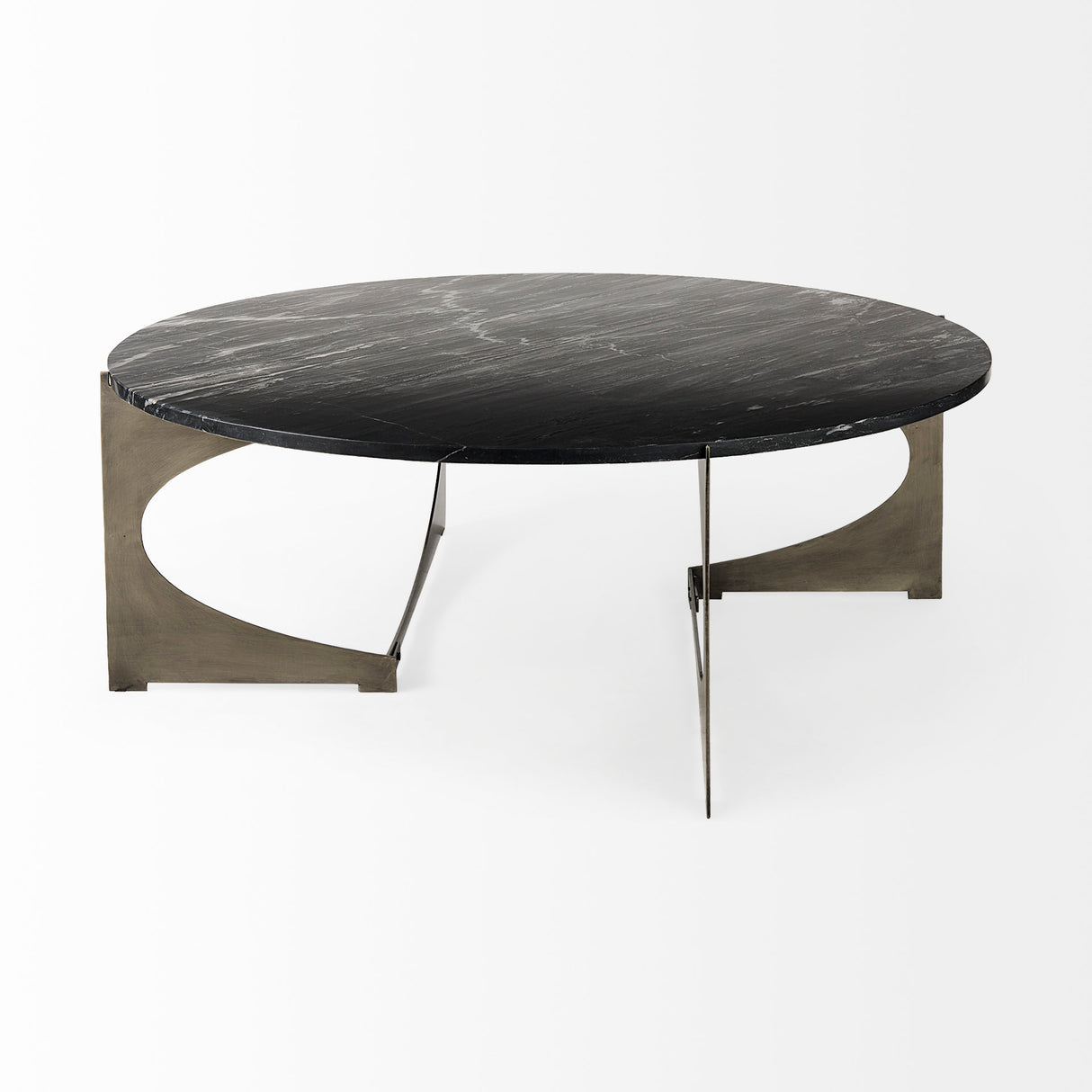 Reinhold III Black Marble Top Iron Coffee Table from Mercana - Luna Furniture