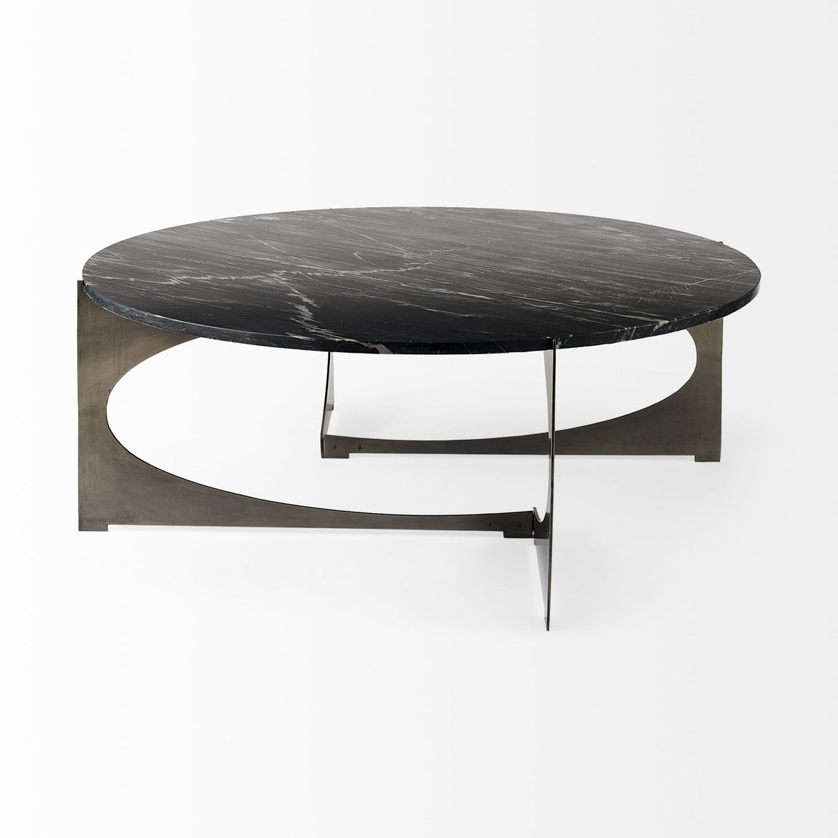 Reinhold III Black Marble Top Iron Coffee Table from Mercana - Luna Furniture