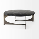Reinhold III Black Marble Top Iron Coffee Table from Mercana - Luna Furniture