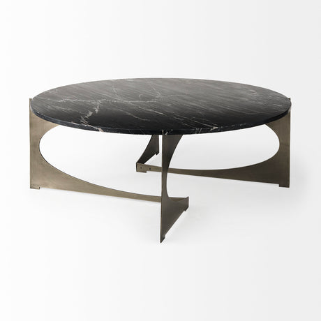Reinhold III Black Marble Top Iron Coffee Table from Mercana - Luna Furniture