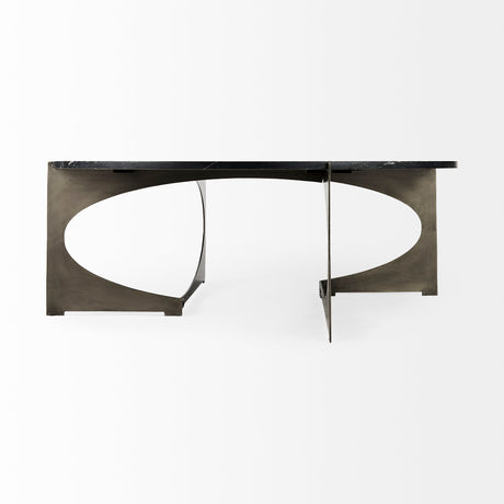 Reinhold III Black Marble Top Iron Coffee Table from Mercana - Luna Furniture