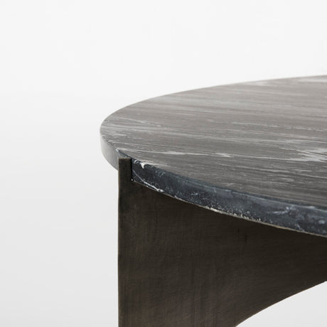 Reinhold III Black Marble Top Iron Coffee Table from Mercana - Luna Furniture