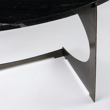 Reinhold III Black Marble Top Iron Coffee Table from Mercana - Luna Furniture