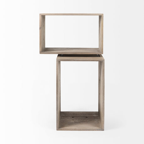 Simul (Set of 2) Light Brown Wood Modular Shelving Unit from Mercana - Luna Furniture