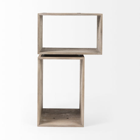 Simul (Set of 2) Light Brown Wood Modular Shelving Unit from Mercana - Luna Furniture