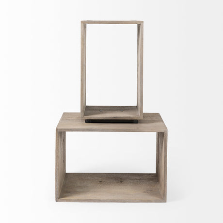 Simul (Set of 2) Light Brown Wood Modular Shelving Unit from Mercana - Luna Furniture