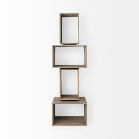 Simul (Set of 2) Light Brown Wood Modular Shelving Unit from Mercana - Luna Furniture