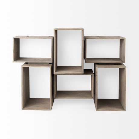 Simul (Set of 2) Light Brown Wood Modular Shelving Unit from Mercana - Luna Furniture