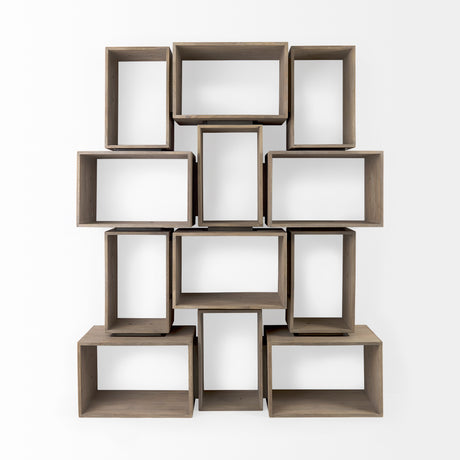 Simul (Set of 2) Light Brown Wood Modular Shelving Unit from Mercana - Luna Furniture