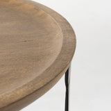 Aisley (Set of 2) 19.3L x 19.3W x 19H Light Brown Wood W/ Black Metal Base Round Nesting Side Tables from Mercana - Luna Furniture