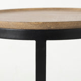 Aisley (Set of 2) 19.3L x 19.3W x 19H Light Brown Wood W/ Black Metal Base Round Nesting Side Tables from Mercana - Luna Furniture