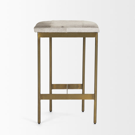 Millie 16.75 X 17.75 X 26.25 Hair-on-hide Seat W/ Gold Metal Frame Counter Stool from Mercana - Luna Furniture