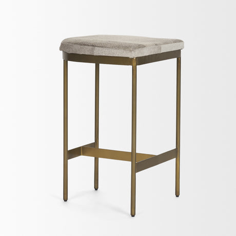 Millie 16.75 X 17.75 X 26.25 Hair-on-hide Seat W/ Gold Metal Frame Counter Stool from Mercana - Luna Furniture