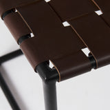 Clarissa 22.0L x 16.0W x 16.5H Brown Leather Woven Seat W/ Black Metal Frame Stool from Mercana - Luna Furniture