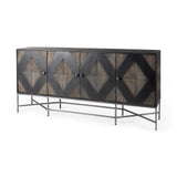 Hogarth I 72x15 Two-Tone Brown Solid Wood Base Silver Frame 4 Cabinet Sideboard from Mercana - Luna Furniture