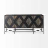 Hogarth I 72x15 Two-Tone Brown Solid Wood Base Silver Frame 4 Cabinet Sideboard from Mercana - Luna Furniture