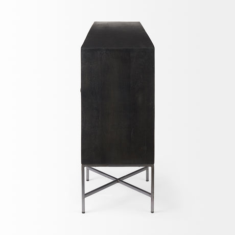 Hogarth I 72x15 Two-Tone Brown Solid Wood Base Silver Frame 4 Cabinet Sideboard from Mercana - Luna Furniture