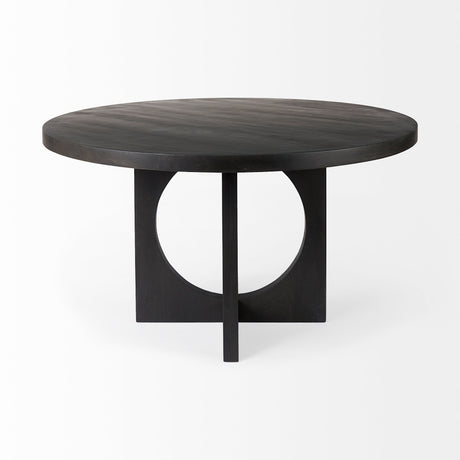 Liesl 54.L x 54.0W x 30.0H Black Wood W/ Circular Top Dining Table from Mercana - Luna Furniture