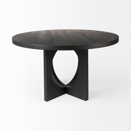 Liesl 54.L x 54.0W x 30.0H Black Wood W/ Circular Top Dining Table from Mercana - Luna Furniture