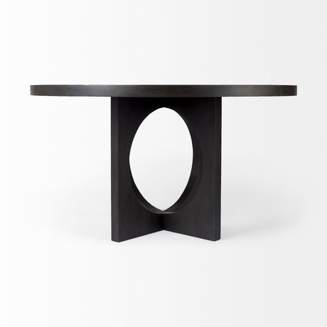 Liesl 54.L x 54.0W x 30.0H Black Wood W/ Circular Top Dining Table from Mercana - Luna Furniture