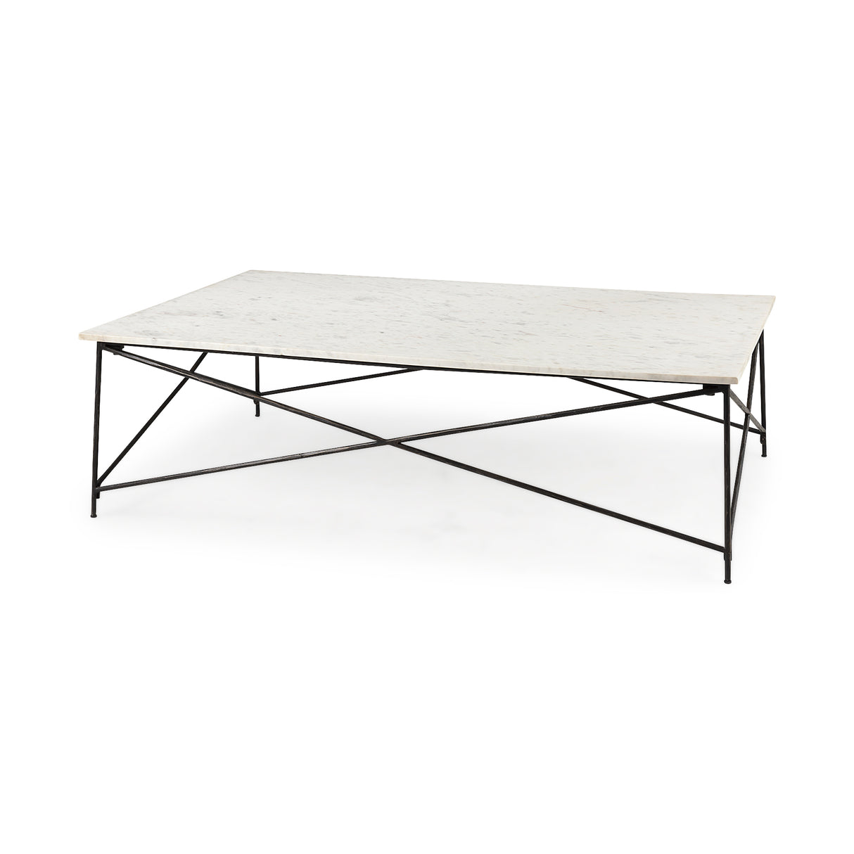 Lorlei I 53.0 X 35.0 X 15.5 White Marble Top W/ X-Shaped Gray Iron Base Coffee Table from Mercana - Luna Furniture