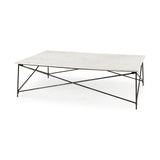 Lorlei I 53.0 X 35.0 X 15.5 White Marble Top W/ X-Shaped Gray Iron Base Coffee Table from Mercana - Luna Furniture