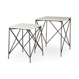 Lorlei 20.0L x 20.0W x 23.8H White Marble Top W/ Gray Iron Legs End and Side Table from Mercana - Luna Furniture