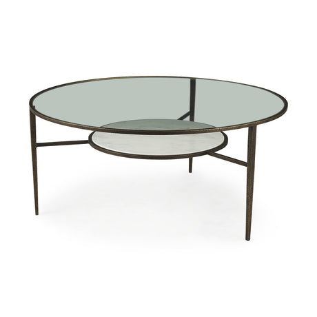 Felicity 36.0L x 36.0W x 16.0H Marble Top W/Iron Frame Coffee Table from Mercana - Luna Furniture