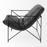 Leonidas 28.5L x 29.5W x 34.0H Black Faux Leather Seat W/ Black Metal Frame Accent Chair from Mercana - Luna Furniture