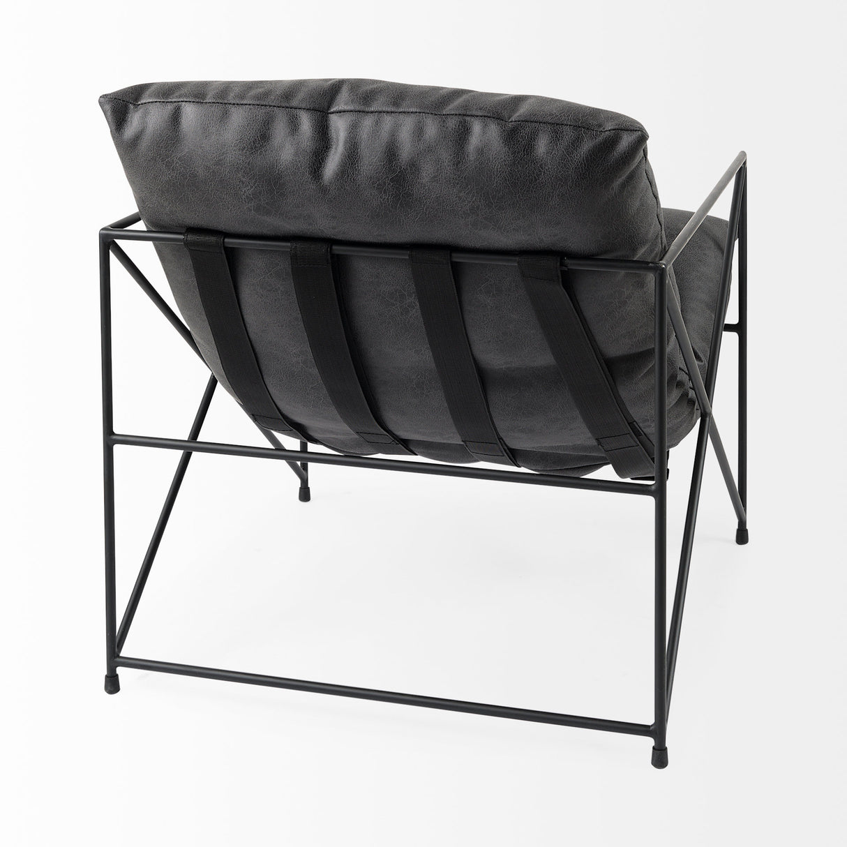 Leonidas 28.5L x 29.5W x 34.0H Black Faux Leather Seat W/ Black Metal Frame Accent Chair from Mercana - Luna Furniture