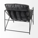 Leonidas 28.5L x 29.5W x 34.0H Black Faux Leather Seat W/ Black Metal Frame Accent Chair from Mercana - Luna Furniture