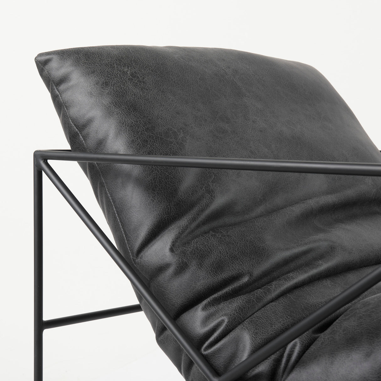 Leonidas 28.5L x 29.5W x 34.0H Black Faux Leather Seat W/ Black Metal Frame Accent Chair from Mercana - Luna Furniture