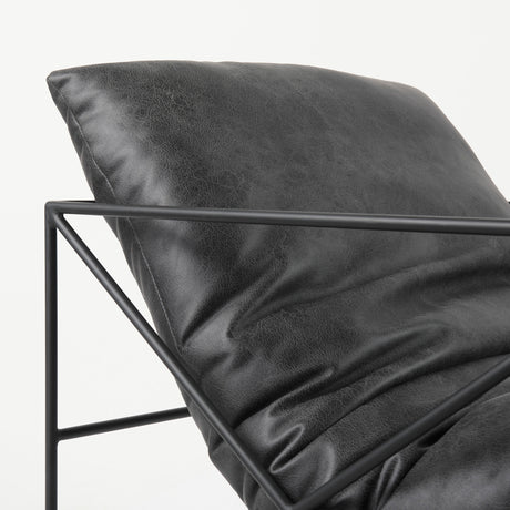 Leonidas 28.5L x 29.5W x 34.0H Black Faux Leather Seat W/ Black Metal Frame Accent Chair from Mercana - Luna Furniture