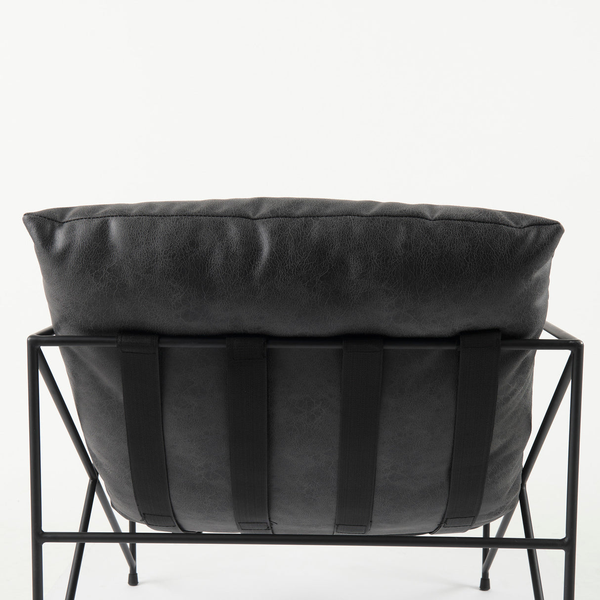 Leonidas 28.5L x 29.5W x 34.0H Black Faux Leather Seat W/ Black Metal Frame Accent Chair from Mercana - Luna Furniture