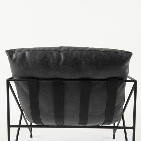 Leonidas 28.5L x 29.5W x 34.0H Black Faux Leather Seat W/ Black Metal Frame Accent Chair from Mercana - Luna Furniture