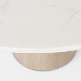 Maxwell 48L x 48W x 30H White Marble Round Top W/ Black Metal and Wood Pedestal Base Dining Table from Mercana - Luna Furniture